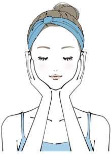 スキンケアをする女性のイラスト